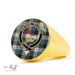Scottish MacDonald Dress Muted Blue Special (Donald Dress Muted Blue Special) Ancient Clan Tartan Ring - Crest Classic Scottish Plaid Tartan Plaid