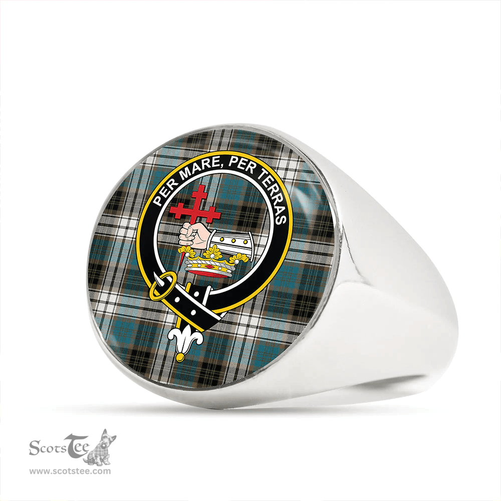 Scottish MacDonald Dress Muted Blue Special (Donald Dress Muted Blue Special) Ancient Clan Tartan Ring - Crest Classic Scottish Plaid Tartan Plaid