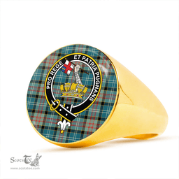 Scottish Paisley District (Drennan District) Clan Tartan Ring - Crest Classic Scottish Plaid Tartan Plaid