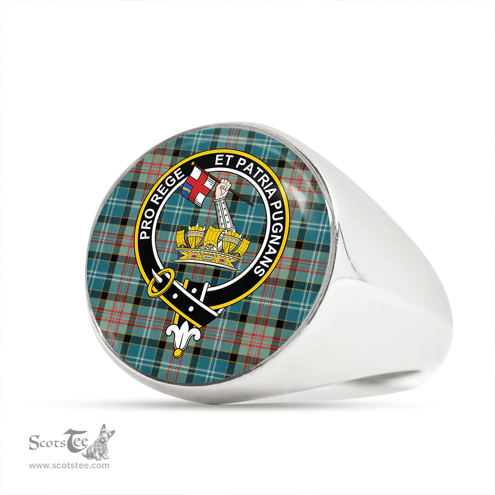 Scottish Paisley District (Drennan District) Clan Tartan Ring - Crest Classic Scottish Plaid Tartan Plaid