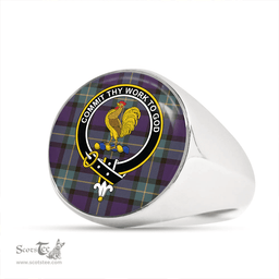 Scottish Sinclair of Ulster Weathered Clan Tartan Ring - Crest Classic Scottish Plaid Tartan Plaid