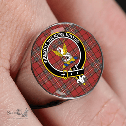 Scottish Stewart of Galloway #2 Weathered Clan Tartan Ring - Crest Classic Scottish Plaid Tartan Plaid