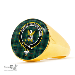 Scottish Stewart Hunting Modern Clan Tartan Ring - Crest Classic Scottish Plaid Tartan Plaid