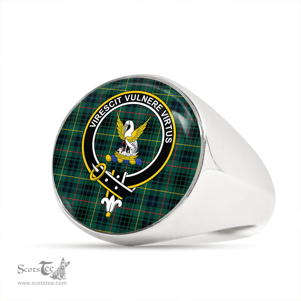 Scottish Stewart Hunting Modern Clan Tartan Ring - Crest Classic Scottish Plaid Tartan Plaid