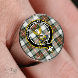 Scottish Stewart Dress Ancient Clan Tartan Ring - Crest Classic Scottish Plaid Tartan Plaid