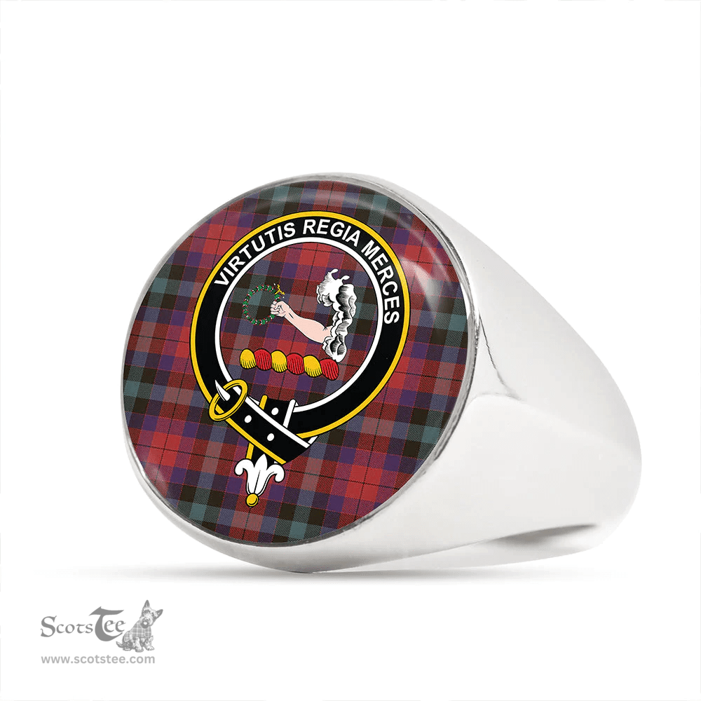 Scottish Skene of Cromar (Cant version) Weathered Clan Tartan Ring - Crest Classic Scottish Plaid Tartan Plaid