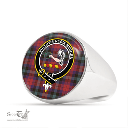 Scottish Skene of Cromar (Cant version) Weathered Clan Tartan Ring - Crest Classic Scottish Plaid Tartan Plaid