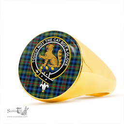 Scottish Smith (MacGowan Hunting) Modern Clan Tartan Ring - Crest Classic Scottish Plaid Tartan Plaid