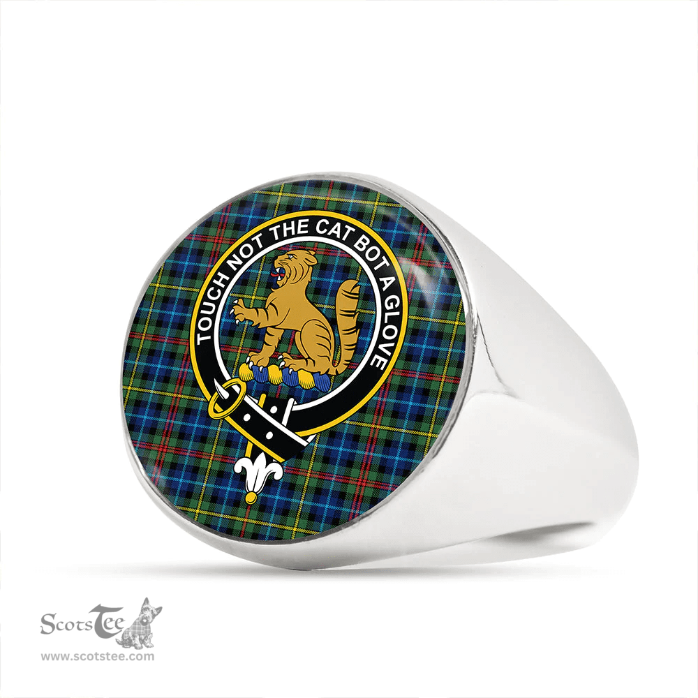 Scottish Smith (MacGowan Hunting) Modern Clan Tartan Ring - Crest Classic Scottish Plaid Tartan Plaid