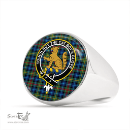 Scottish Smith (MacGowan Hunting) Modern Clan Tartan Ring - Crest Classic Scottish Plaid Tartan Plaid