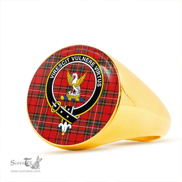 Scottish Stewart of Galloway #2 Modern Clan Tartan Ring - Crest Classic Scottish Plaid Tartan Plaid
