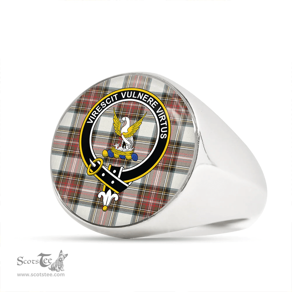 Scottish Stewart Dress Weathered Clan Tartan Ring - Crest Classic Scottish Plaid Tartan Plaid