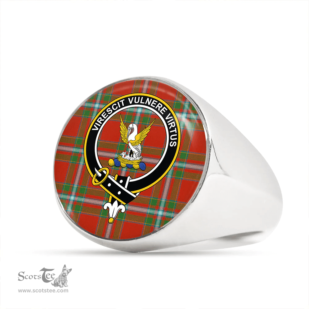 Scottish Stewart of Fingask #2 Ancient Clan Tartan Ring - Crest Classic Scottish Plaid Tartan Plaid