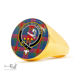 Scottish Skene of Cromar Modern Clan Tartan Ring - Crest Classic Scottish Plaid Tartan Plaid