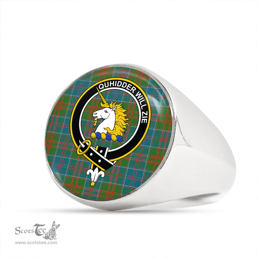 Scottish Stewart of Appin Hunting Ancient Clan Tartan Ring - Crest Classic Scottish Plaid Tartan Plaid