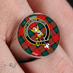 Scottish Stewart of Atholl Modern Clan Tartan Ring - Crest Classic Scottish Plaid Tartan Plaid