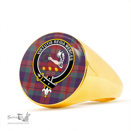 Scottish Skene of Cromar Weathered Clan Tartan Ring - Crest Classic Scottish Plaid Tartan Plaid
