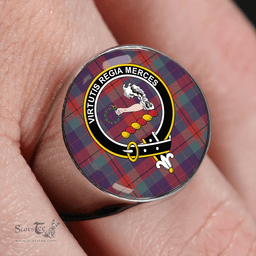Scottish Skene of Cromar Weathered Clan Tartan Ring - Crest Classic Scottish Plaid Tartan Plaid