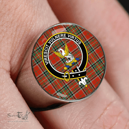 Scottish Stewart of Galloway Ancient Clan Tartan Ring - Crest Classic Scottish Plaid Tartan Plaid