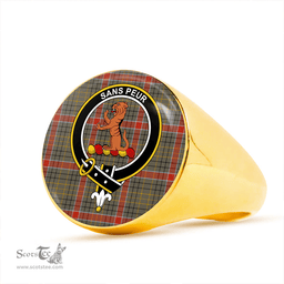 Scottish Sutherland of Duffus Ancient Clan Tartan Ring - Crest Classic Scottish Plaid Tartan Plaid