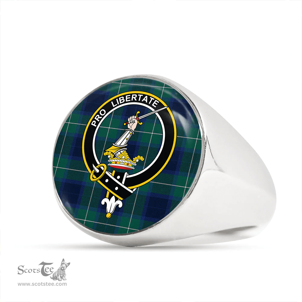 Scottish Wallace Blue (Wallas Blue) Modern Clan Tartan Ring - Crest Classic Scottish Plaid Tartan Plaid