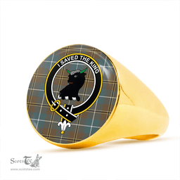 Scottish Turnbull Hunting Weathered Clan Tartan Ring - Crest Classic Scottish Plaid Tartan Plaid