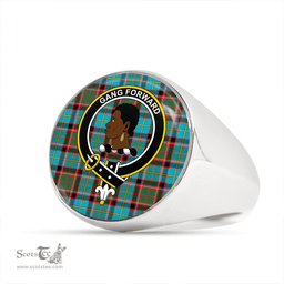 Scottish Stirling and Bannockburn Modern Clan Tartan Ring - Crest Classic Scottish Plaid Tartan Plaid