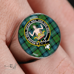 Scottish Urquhart White Lines (Urquhart Ancient) Ancient Clan Tartan Ring - Crest Classic Scottish Plaid Tartan Plaid