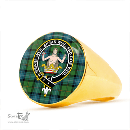 Scottish Urquhart White Lines (Urquhart Ancient) Ancient Clan Tartan Ring - Crest Classic Scottish Plaid Tartan Plaid