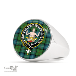 Scottish Urquhart White Lines (Urquhart Ancient) Ancient Clan Tartan Ring - Crest Classic Scottish Plaid Tartan Plaid