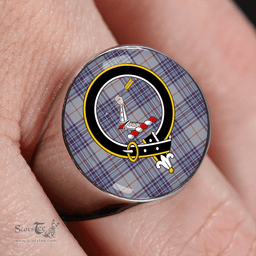 Scottish Thorburn USA (Thurburn USA) Weathered Clan Tartan Ring - Crest Classic Scottish Plaid Tartan Plaid