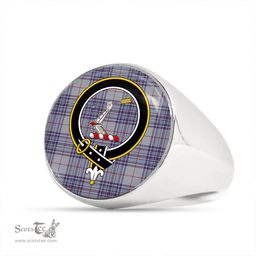 Scottish Thorburn USA (Thurburn USA) Weathered Clan Tartan Ring - Crest Classic Scottish Plaid Tartan Plaid