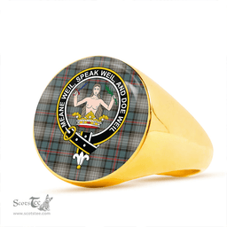 Scottish Urquhart #2 Weathered Clan Tartan Ring - Crest Classic Scottish Plaid Tartan Plaid