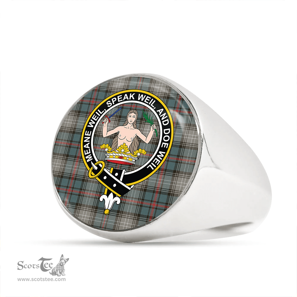 Scottish Urquhart #2 Weathered Clan Tartan Ring - Crest Classic Scottish Plaid Tartan Plaid