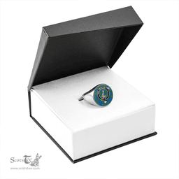 Scottish Wallace Blue (Wallas Blue) Ancient Clan Tartan Ring - Crest Classic Scottish Plaid Tartan Plaid