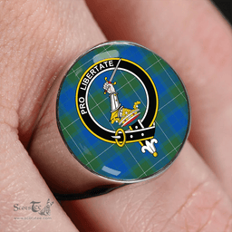 Scottish Wallace Blue (Wallas Blue) Ancient Clan Tartan Ring - Crest Classic Scottish Plaid Tartan Plaid