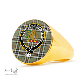 Scottish Thomson Camel (MacThomas/Thompson Camel) Weathered Clan Tartan Ring - Crest Classic Scottish Plaid Tartan Plaid