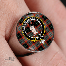 Scottish Thomson Black #2 (Thompson Black #2) Ancient Clan Tartan Ring - Crest Classic Scottish Plaid Tartan Plaid