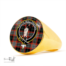 Scottish Thomson Black #2 (Thompson Black #2) Ancient Clan Tartan Ring - Crest Classic Scottish Plaid Tartan Plaid