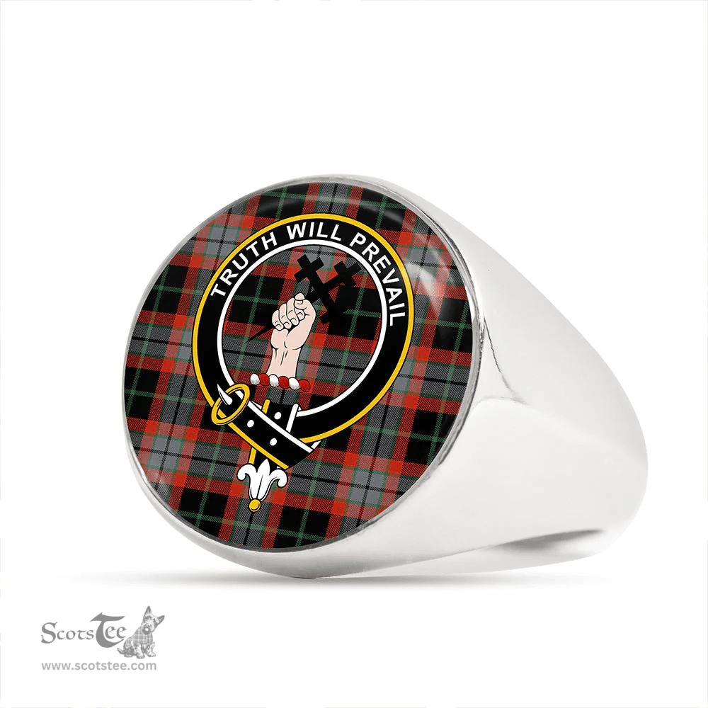 Scottish Thomson Black #2 (Thompson Black #2) Ancient Clan Tartan Ring - Crest Classic Scottish Plaid Tartan Plaid