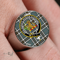 Scottish Thomson Blue (MacThomas Blue/Thompson Dress) Weathered Clan Tartan Ring - Crest Classic Scottish Plaid Tartan Plaid