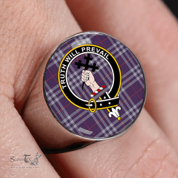 Scottish Thomson Navy (Thompson Navy) Weathered Clan Tartan Ring - Crest Classic Scottish Plaid Tartan Plaid