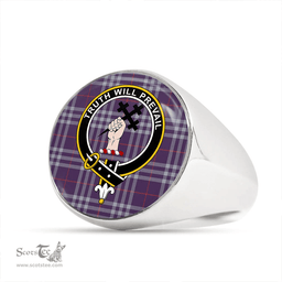 Scottish Thomson Navy (Thompson Navy) Weathered Clan Tartan Ring - Crest Classic Scottish Plaid Tartan Plaid