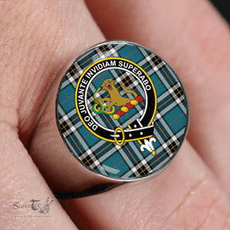 Scottish Thomson Blue (MacThomas Blue/Thompson Dress) Ancient Clan Tartan Ring - Crest Classic Scottish Plaid Tartan Plaid