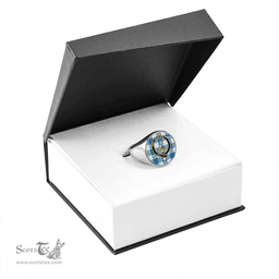 Scottish Wallace Dress Blue (Wallas Dress Blue) Ancient Clan Tartan Ring - Crest Classic Scottish Plaid Tartan Plaid