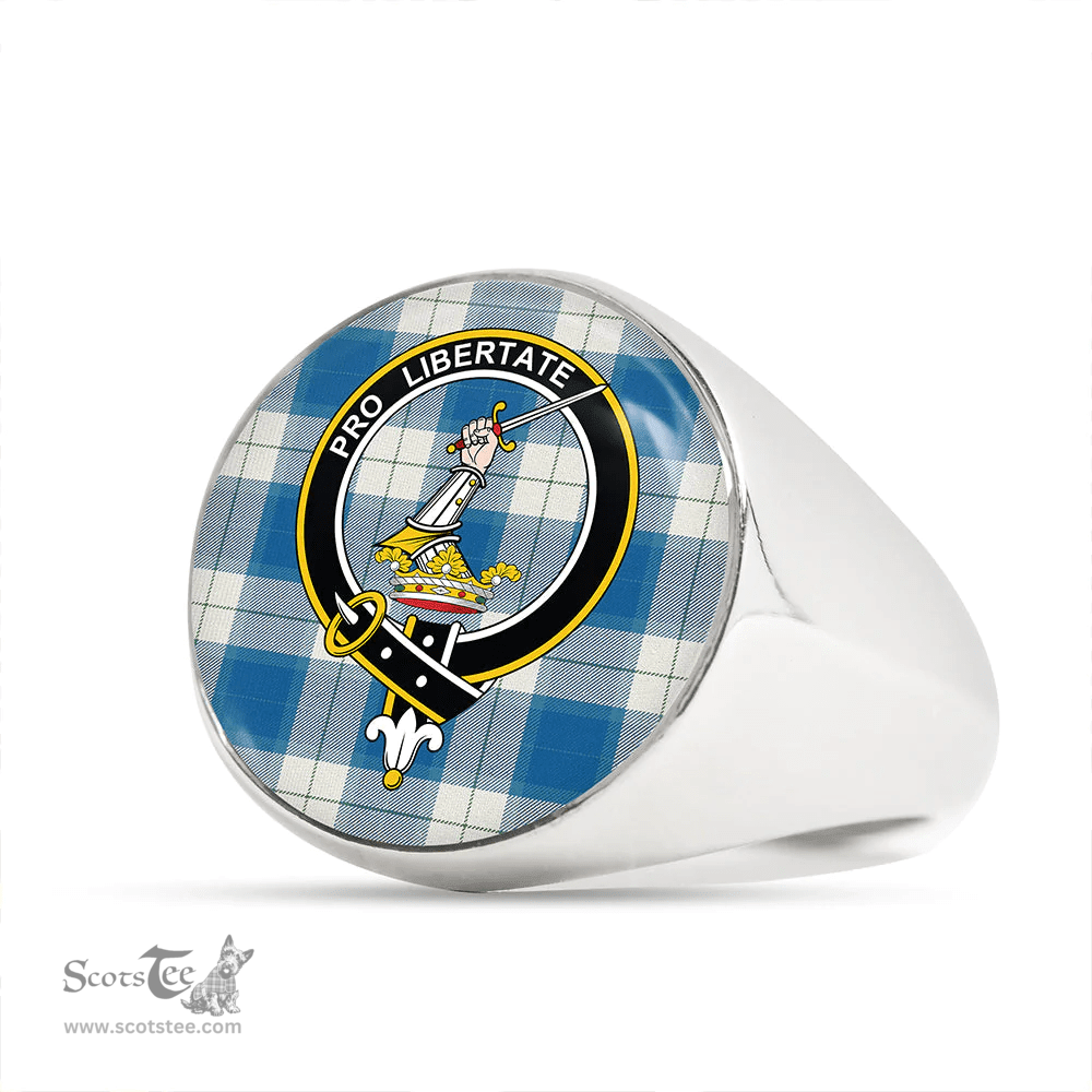 Scottish Wallace Dress Blue (Wallas Dress Blue) Ancient Clan Tartan Ring - Crest Classic Scottish Plaid Tartan Plaid