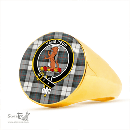 Scottish Sutherland Dress Royal Blue Weathered Clan Tartan Ring - Crest Classic Scottish Plaid Tartan Plaid