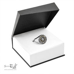 Scottish Thomson Dress Grey (Thompson Dress Grey) Modern Clan Tartan Ring - Crest Classic Scottish Plaid Tartan Plaid
