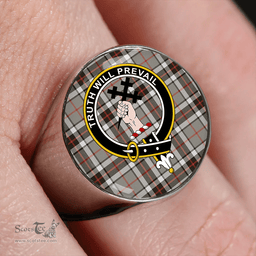 Scottish Thomson Dress Grey (Thompson Dress Grey) Modern Clan Tartan Ring - Crest Classic Scottish Plaid Tartan Plaid