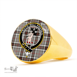 Scottish Thomson Dress Grey (Thompson Dress Grey) Modern Clan Tartan Ring - Crest Classic Scottish Plaid Tartan Plaid